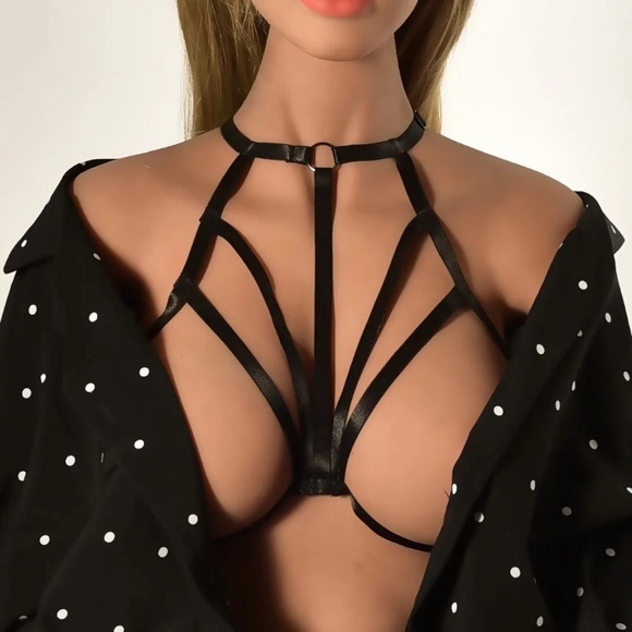 Other - New! Black Halter Strap Cage Bra